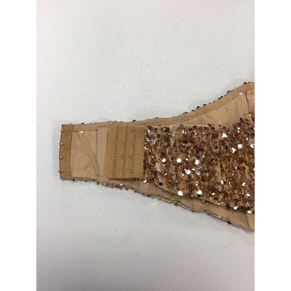 Woman’s Top Bustier Wire/Boning Gold Sequins Size M 🤩 - Picture 4 of 6